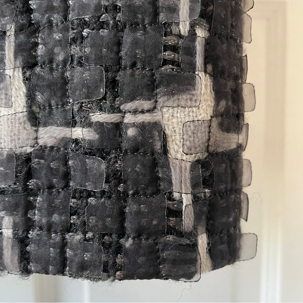 Per Se Wool Black Grey Tweed Shimmer Silver Pencil Mini Skirt Size 4